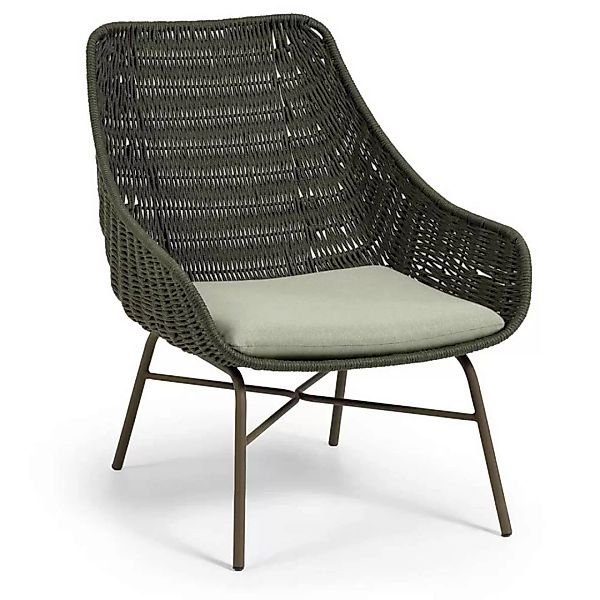 Loft Sessel in Dunkelgrün & Hellgrau Polykordel mit Metallgestell (2er Set) günstig online kaufen