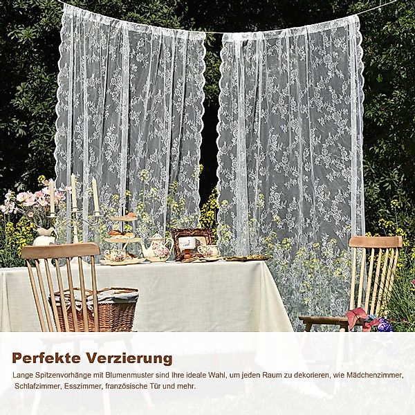 Refttenw Outdoorgardine Vintage Spitzenvorhang mit Blumenmuster günstig online kaufen