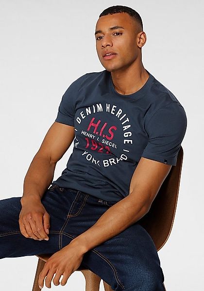 H.I.S Rundhalsshirt Kurzarm, schmale Passform, mit Print, Rundhals, aus Bau günstig online kaufen