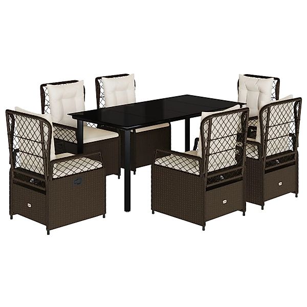 vidaXL 7-Tlg Garten-Essgruppe mit Kissen Braun Poly Rattan 3262982 günstig online kaufen