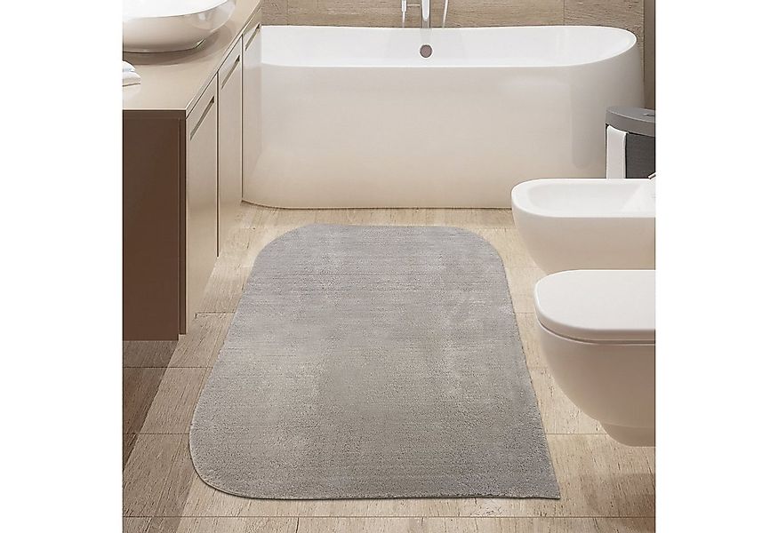 TeppichHome24 Teppich Badezimmer Teppich runde Ecken weich in sandfarbe, re günstig online kaufen