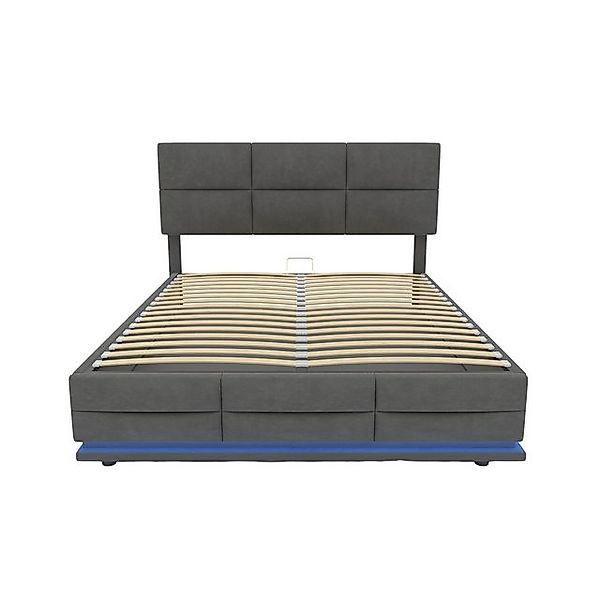 Gotagee Polsterbett Samt Stoff hydraulisches System Lagerung Bett USB Schla günstig online kaufen