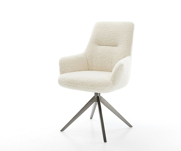 Drehstuhl Zelia-Flex mit Armlehnen Teddystoff Beige Kreuzgestell breit Grap günstig online kaufen