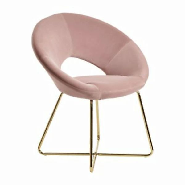FineBuy Esszimmerstuhl Samt 36 x 46 cm Sitzfläche rosa günstig online kaufen