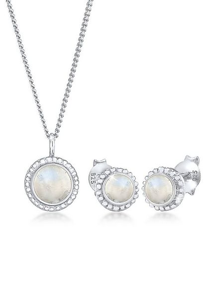 Elli Premium Schmuckset Mondstein Rund Blüte Boho 925 Sterling Silber günstig online kaufen