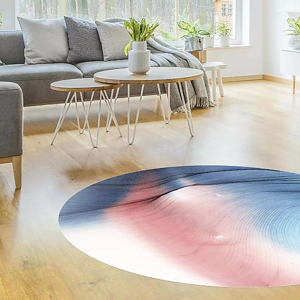 Runder Vinyl-Teppich Melierter Farbtanz in Blau mit Rot günstig online kaufen
