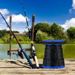 relaxdays Campinghocker Teleskophocker Camping, Schwarz-Blau günstig online kaufen