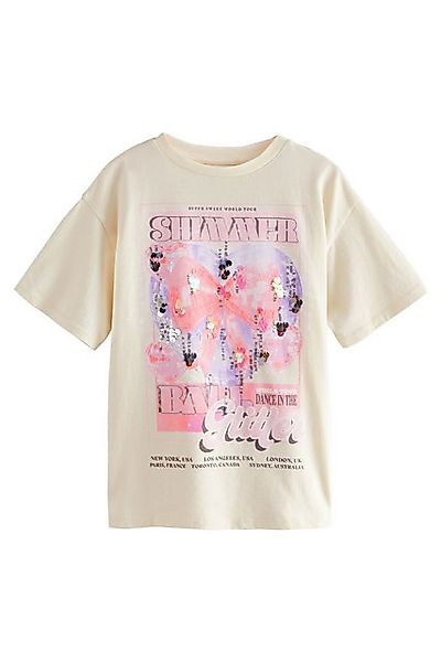 Next Paillettenshirt Oversized Fit T-Shirt mit Pailletten, Blumengrafik (1- günstig online kaufen