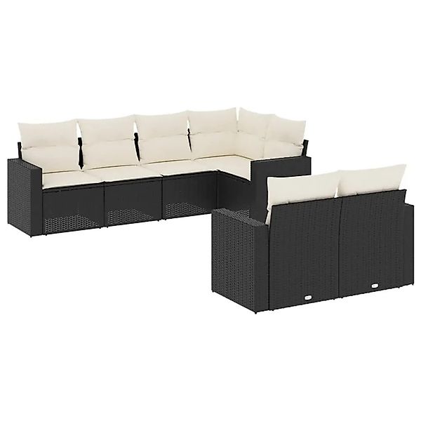 vidaXL 7-Tlg Garten-Sofagarnitur mit Kissen Schwarz Poly Rattan 3251543 günstig online kaufen