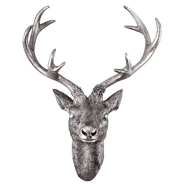 Mojawo Hirschgeweih Hirschkopf Geweih 10 Ender Silber Optik 14x16x30cm Figu günstig online kaufen