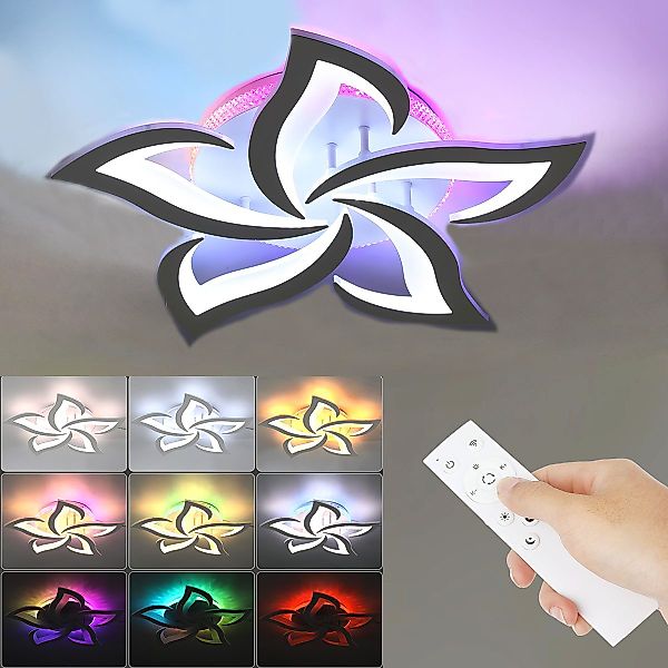 LETGOSPT Deckenleuchte Blütenform LED Deckenlampe 55W, günstig online kaufen