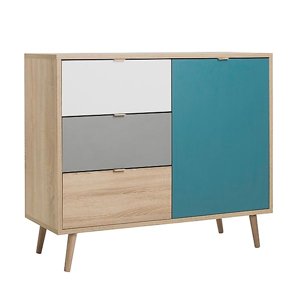 Furn.Design Kommode Scandi Eiche Sonoma 103 x 87 cm 3 Schubkästen 1 Tür Col günstig online kaufen