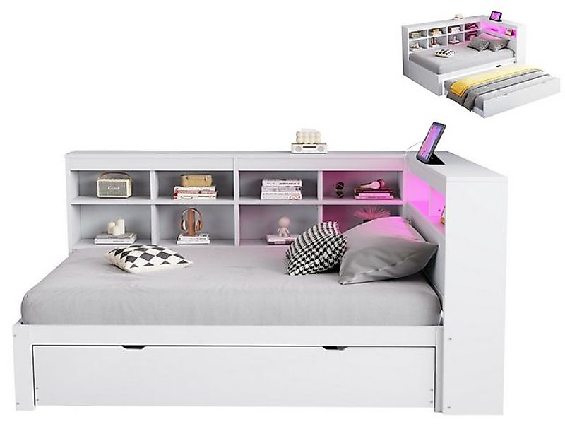 SeedWave Holzbett Multifunktionales Tagesbett Funktionbett mit Ausziehbett günstig online kaufen