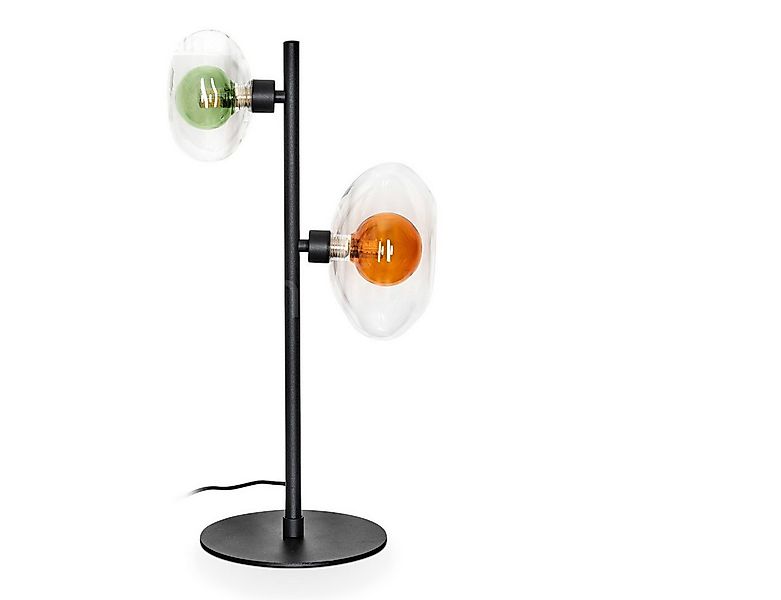 hofstein Tischleuchte Tischlampe aus Metall/Glas in Schwarz/Bernstein/Grün/ günstig online kaufen
