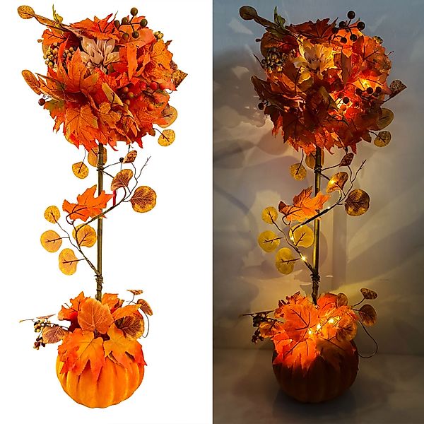 Online-Fuchs Dekobaum mit LED-Lichterkette, Samtkürbis und günstig online kaufen