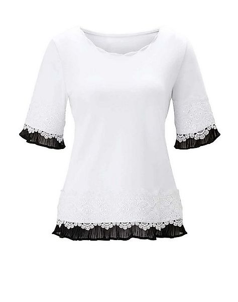 creation L T-Shirt CRéATION L Damen Jerseyshirt mit Spitze, weiß-schwarz günstig online kaufen