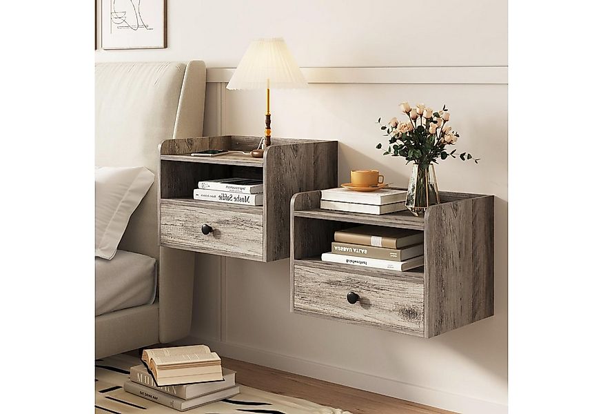 FiveWillowise Nachttisch 2er Set Wandmontage-Nachttische, mit Offenem Raum, günstig online kaufen