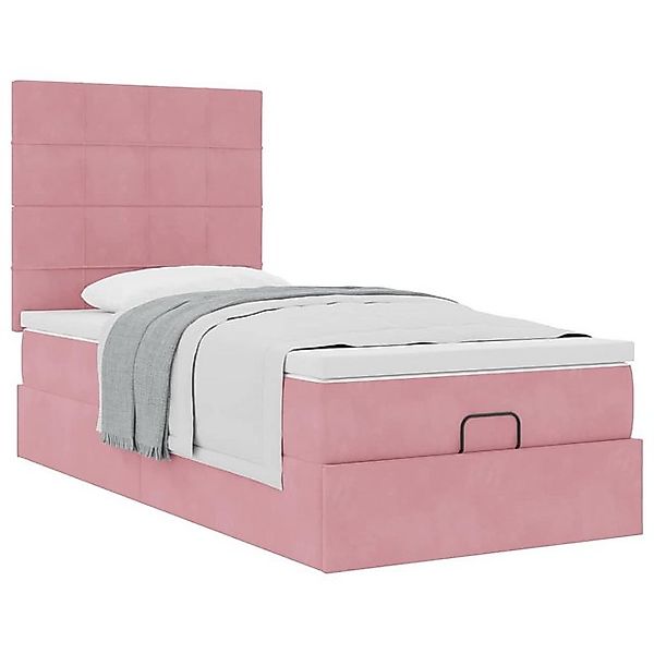 vidaXL Bett Ottoman-Bett mit Matratzen Rosa 100x200 cm Samt günstig online kaufen