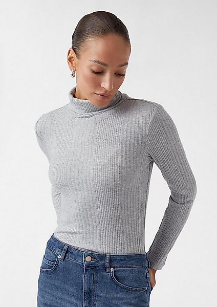 comma Langarmshirt T-Shirt Weiches Rippshirt mit Rollkragen im Slim Fit günstig online kaufen