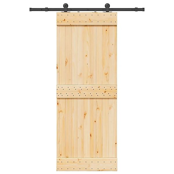 vidaXL Schiebetür mit Beschlag 80x210 cm Massivholz Kiefer 3332665 günstig online kaufen