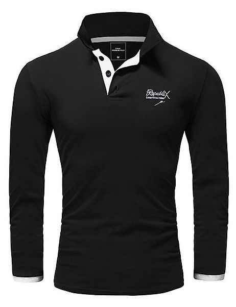 REPUBLIX Poloshirt OWEN Herren Basic Langarm Kontrast Polo Hemd günstig online kaufen