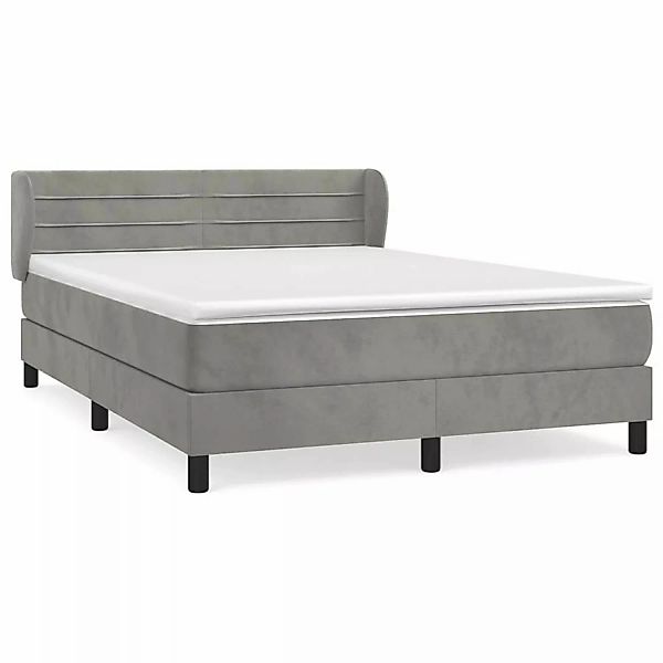 vidaXL Boxspringbett mit Matratze Hellgrau 140x200 cm Samt1372304 günstig online kaufen