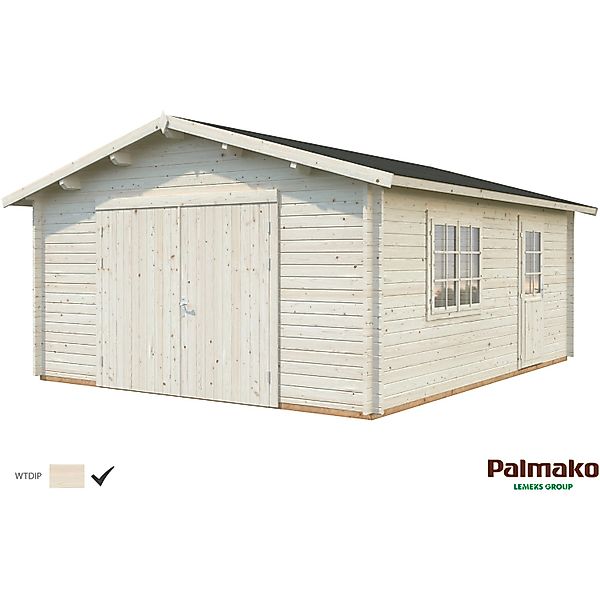 Palmako Holzgarage Roger mit Holztor Klar tauchgrundiert 450 cm x 550 cm günstig online kaufen