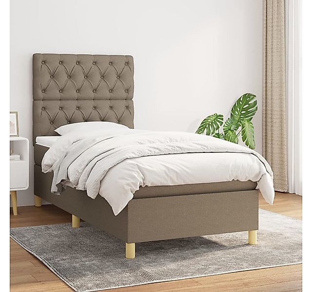 vidaXL Boxspringbett Boxspringbett mit Matratze Taupe 80x200 cm Stoff Bett günstig online kaufen