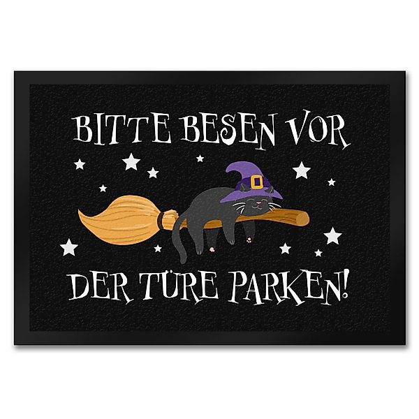 speecheese Fußmatte Hexen Katze auf Besen günstig online kaufen