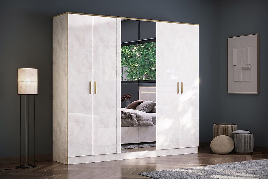Interdesign24 Schlafzimmer-Set Noemi, (6-Teilig, in Beige/Gold günstig online kaufen