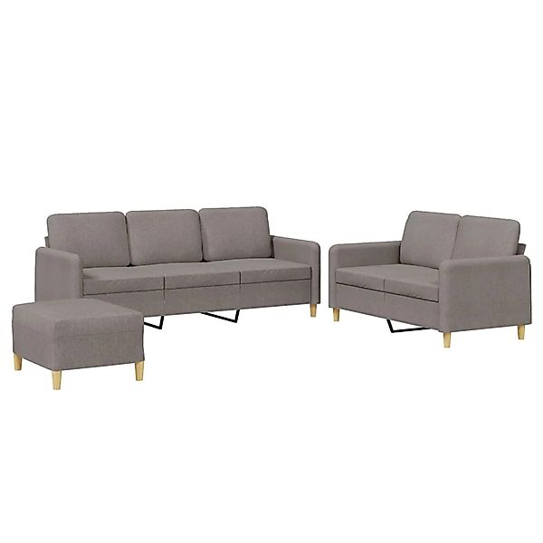vidaXL 3-Tlg Sofagarnitur mit Kissen Taupe Stoff 3202133 günstig online kaufen