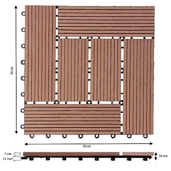 WPC Fliesen 55er-Set Mosaik Terrakotta - 30x30cm günstig online kaufen