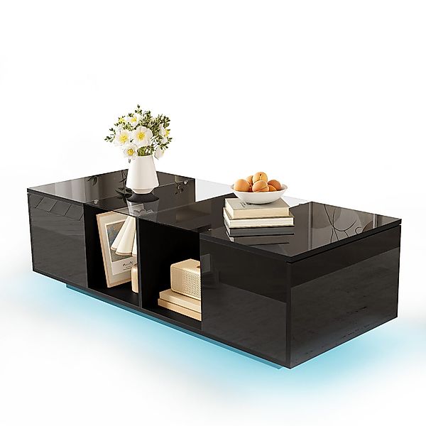 HAUSS SPOLE Couchtisch Hochglanz-Couchtisch mit Glasablage, günstig online kaufen