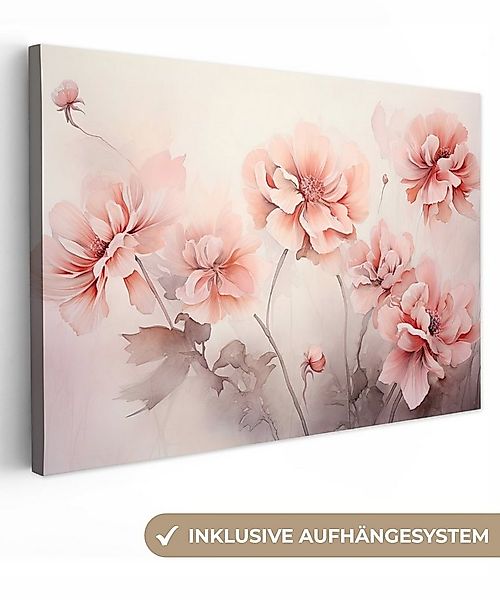 OneMillionCanvasses® Leinwandbild Blumen - Rosa - Kunst - Abstrakt - Aquare günstig online kaufen