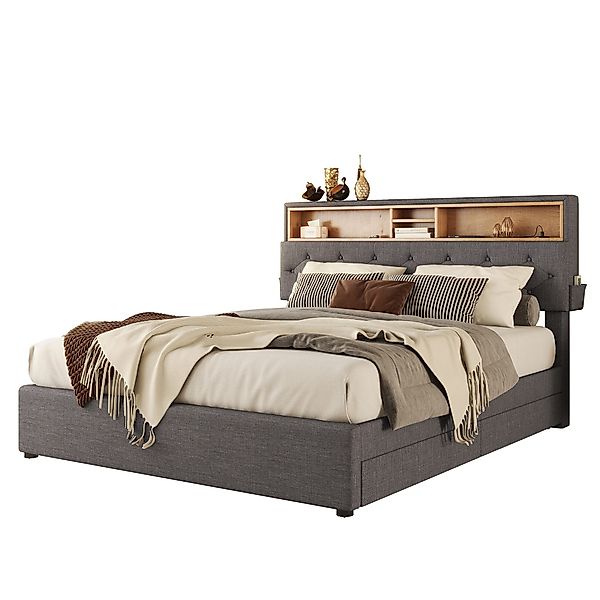 OKWISH Polsterbett Doppelbett Stauraumbett mit Lattenrost günstig online kaufen