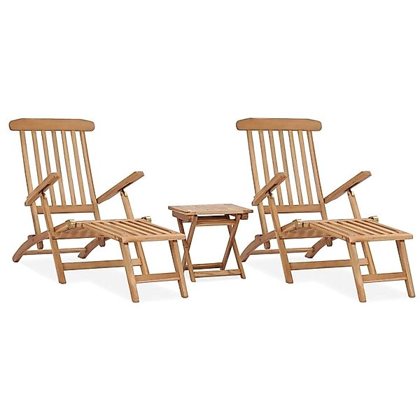 Garten-liegestühle Mit Fußstützen Und Tisch Teak Massivholz günstig online kaufen