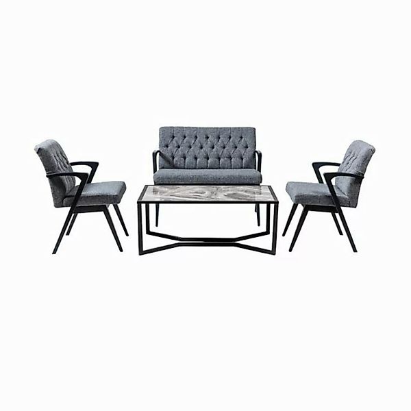 JVmoebel Sofa Büromöbel Set Zweisitzer+x2 Stühle+Couchtisch Luxus Modern Ne günstig online kaufen