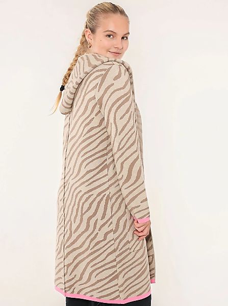 Zwillingsherz Strickjacke "Zebra" Animal-Muster, Kapuze, Langarm, günstig online kaufen