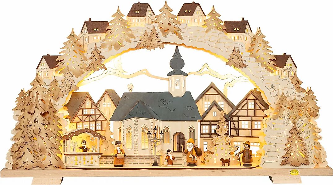 Tietze Erzgebirgsdegn LED Schwibbogen "Advent Natur-Figuren beleuchtete Kir günstig online kaufen