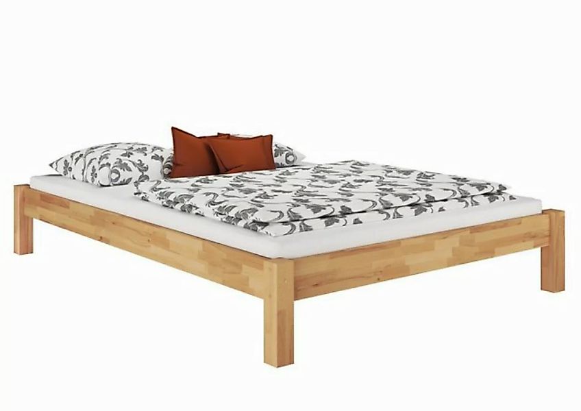 ERST-HOLZ Bett Niedriges Doppelbett Massivholzbett Buche 160x200, Buchenhol günstig online kaufen