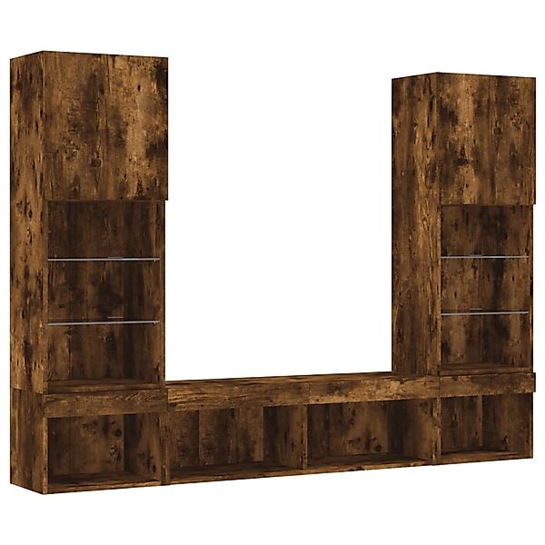 vidaXL 5-Tlg Wohnwand mit LED-Beleuchtung Räuchereiche Holzwerkstoff 321669 günstig online kaufen