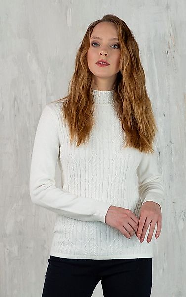 Passioni Strickpullover mit Zopfmuster und Perlendetail günstig online kaufen