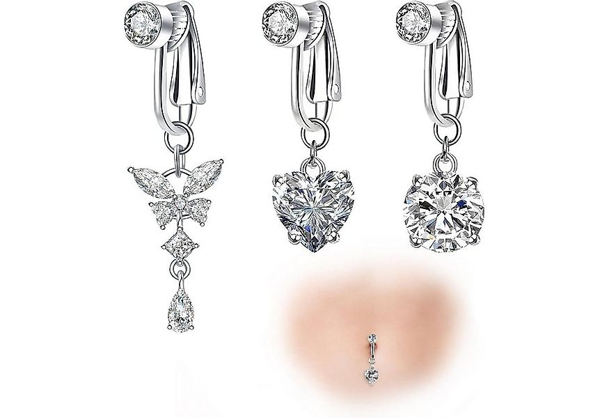 Moosono Bauchnabelpiercing Fake Bauchnabelpiercing mit Kristallkugel Anhäng günstig online kaufen