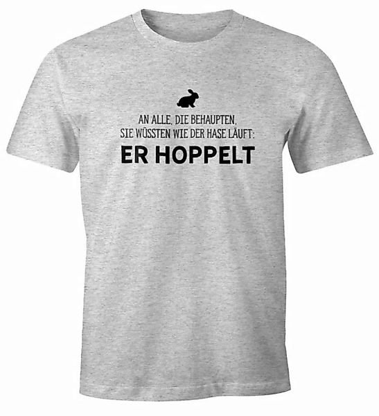 MoonWorks Print-Shirt Herren T-Shirt Spruch an alle die wissen wie der Hase günstig online kaufen
