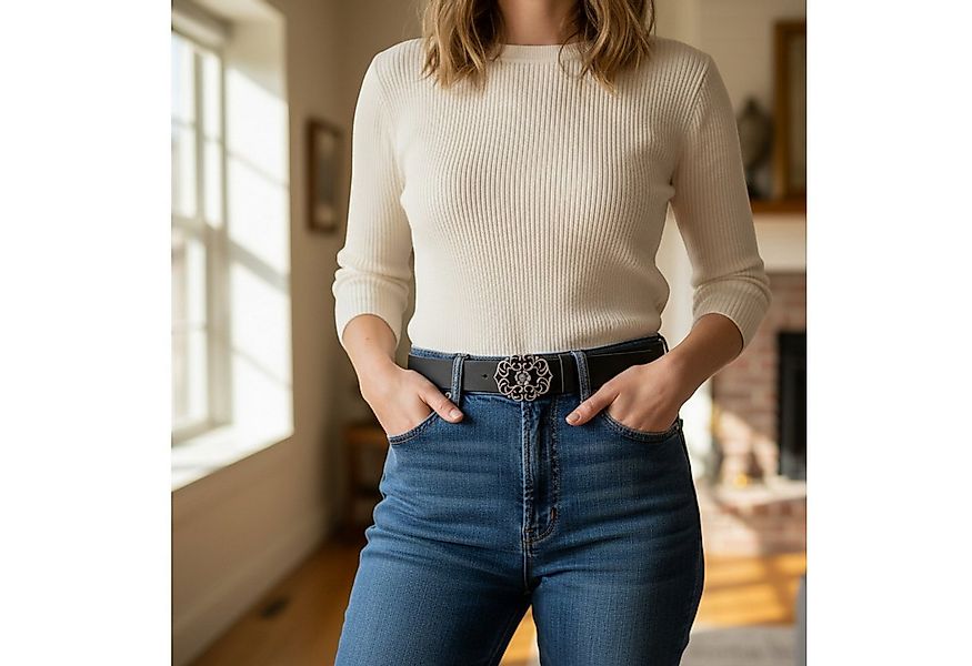 FRONHOFER Koppelgürtel 18319 (1-St) 4 cm, Rindleder, Damengürtel, florale G günstig online kaufen