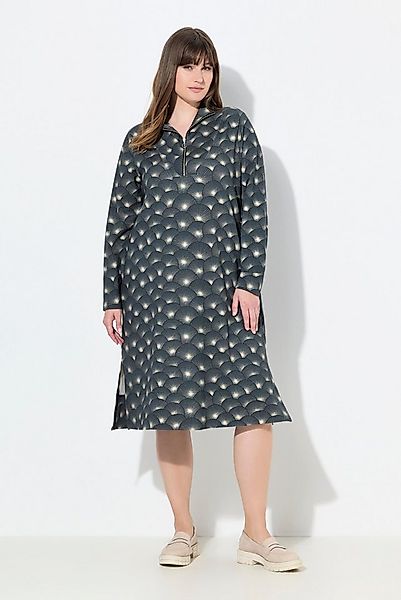 Ulla Popken Jerseykleid Sweatkleid A-Linie Stehkragen Langarm Biobaumwolle günstig online kaufen