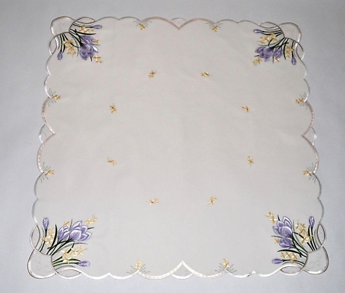 Stickereien Plauen Mitteldecke "Tischdecke Krokusblüte" Plauener Spitze, Ma günstig online kaufen