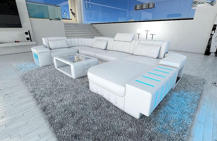 Sofa Dreams Wohnlandschaft Ledercouch Bellagio U Form Ledersofa Sofa Leder, günstig online kaufen