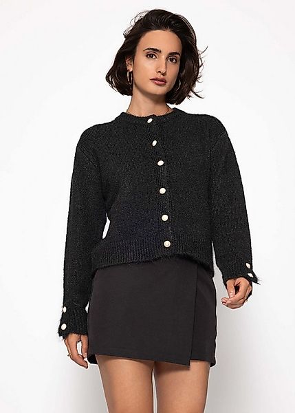SASSYCLASSY Cardigan Oversize Strickjacke Damen mit Perlenknöpfen Cardigan günstig online kaufen