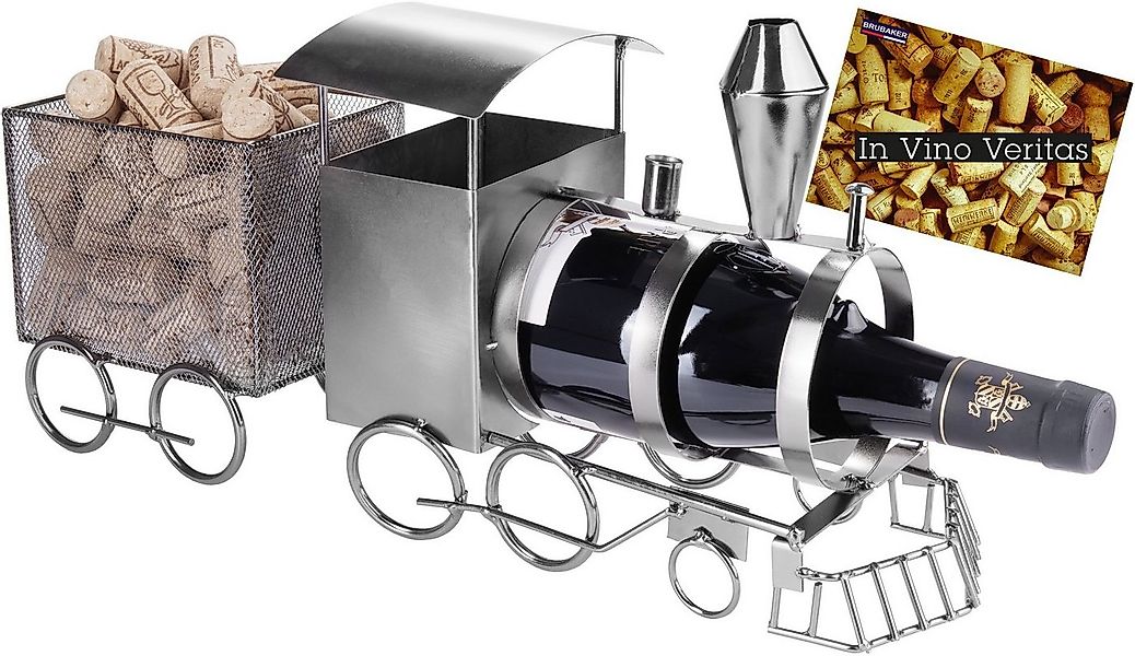 BRUBAKER Weinflaschenhalter Lokomotive mit Korkenbox, (inklusive Grußkarte) günstig online kaufen